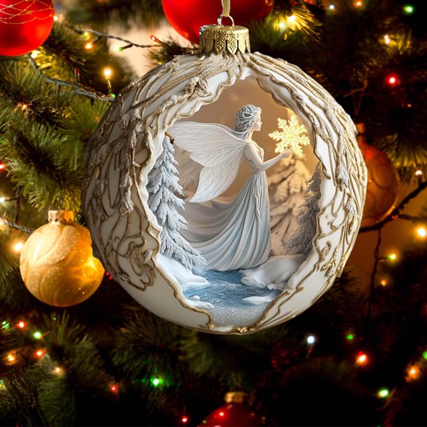mfyjkho Ángel navideño 2D con colgante de estrella, adorno de esperanza, decoración navideña acrílica para árbol, incluye 1