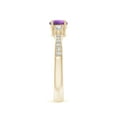 thumbnail image 3 of ANGARA Natural Classic Three Stone Amethyst and Diamond Ring in 14K Yellow Gold for Women (Size-5mm) | February Birthstone, Birthday, Anniversary, Jewelry Gift for Women | Natural Amethyst Ring, 3 of 9