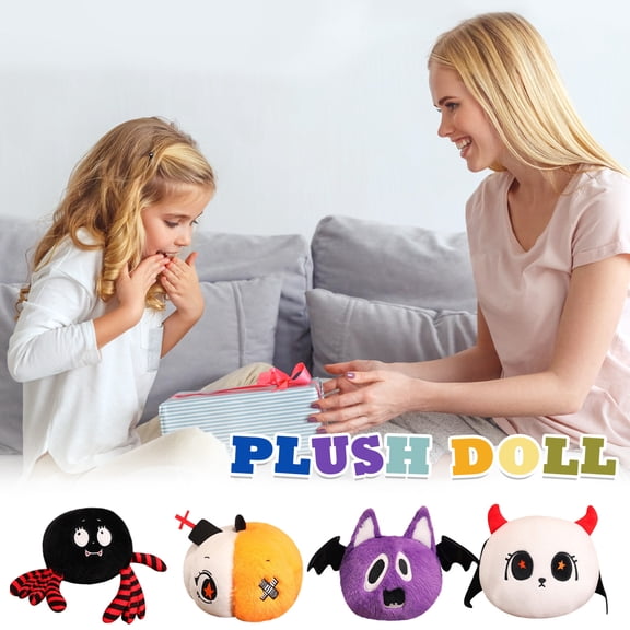 Cute Purple Bat Plush Toy Halloween Decorations, Soft Round Bat Stuffed Animal with Black Wings, Adorable Birthday Gifts for Girl Boy Kids and Adult