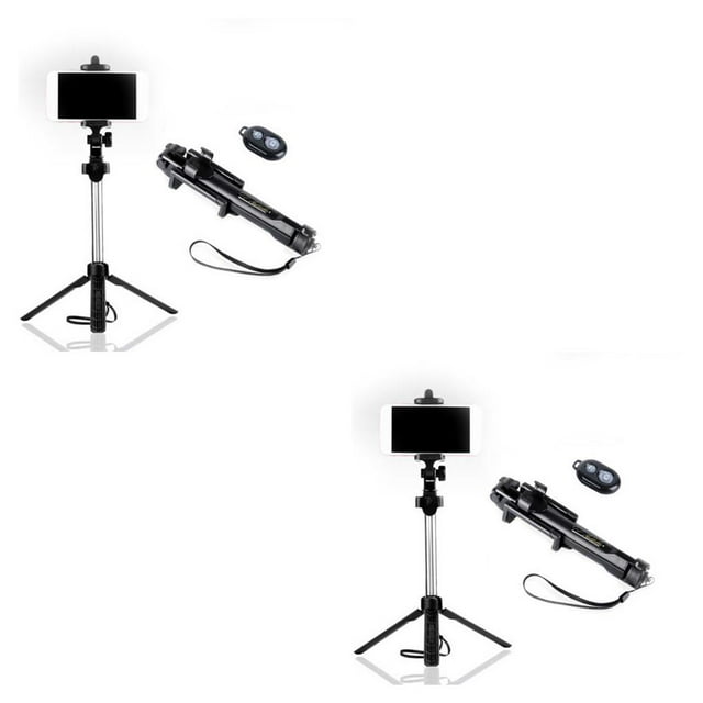 jesticaly Perche à Selfie Extensible Trépied Télécommande Obturateur Bluetooth Compatible iPhone6 7 8 X XR Noir 2 Ensembles
