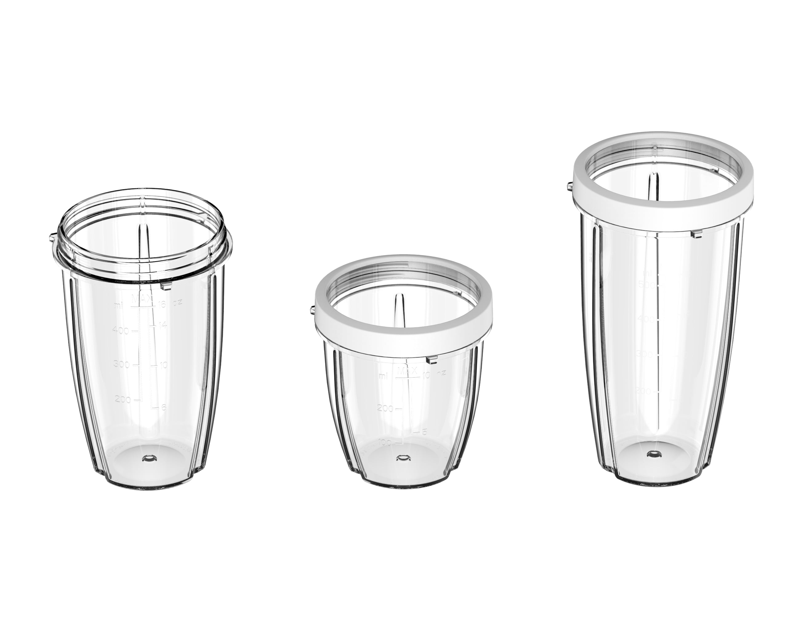 Mainstays 10-Piece Blender Set, Arctic White, 300W, with 3 Jars (10oz, 16oz, 18oz), 2 Drinking Lids, Stainless Steel Blade
