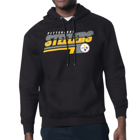 Men's Starter Black Pittsburgh Steelers Logo Push Graphic Hoodie