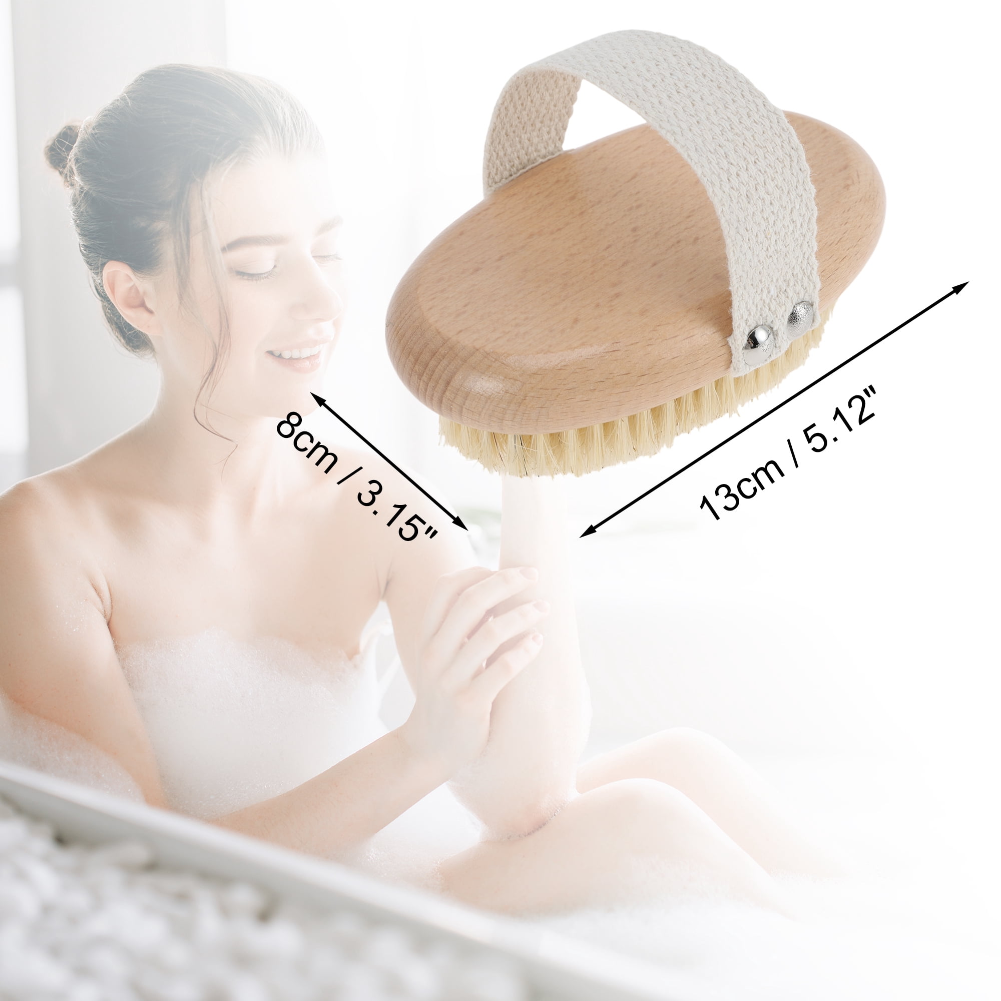 Unique Bargains Wooden Natural Bristle Bath Brush in Light Wood for Effective Exfoliation