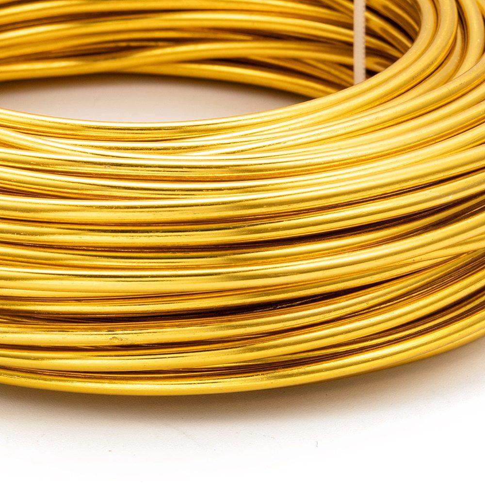 500gs Round Anodized Aluminum Wire Bendable Metal Craft Wire for DIY Jewelry Craft Making Gold 9 Gauge 3.0mm 25m/500g(82 Feet/500g)