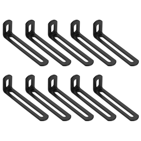 Uxcell 10 Pcs Adjustable Right Angle Brackets, Slotted L-Shape Corner Bracket 3.9"x1.2"x0.7", 90 Degree Steel l Bracket Support for Shelves, Wood Furniture Construction, Black
