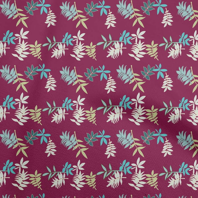 oneOone Polyester Spandex Maroon Fabric Leaves Sewing Craft Projects Fabric Prints By Yard 56 Inch Wide