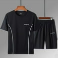 thumbnail image 2 of CHUMUD Men's 2 Piece Sets Short Sleeve Crew Neck T Shirts and Eastic Waisted Shorts Set Workout Clothes Athletic Set Basketball Football Training Running Gym Texture Summer Trendy Casual Outfits, 2 of 6
