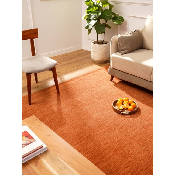 Rugsotic Carpets Hand Knotted Loom Wool 8'x10' Area Rug Solid Pink LNC111