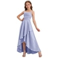 thumbnail image 5 of ITSAME Girls Formal Slip Dress Smocked Waist-Cinching Flowy High-Low Hem Wedding Pageant Party Ball Gown Purple Size 5T, 5 of 6