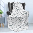 thumbnail image 4 of Dog Lover Soft Flannel Fleece Throw Blanket, Dog Lover Concept of Pet Silhouettes with Collar Bowl Bone, Cozy Plush for Indoor and Outdoor Use, 50" x 60", Pale Slate Blue White, by Ambesonne, 4 of 5