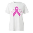 thumbnail image 4 of Lroveb Breast Cancer Awareness Shirts for Women Plus Size Elegant Casual Printed Short Sleeve V Neck T Shirt Tops Pink Ribbon Graphic Tees White, 4 of 5