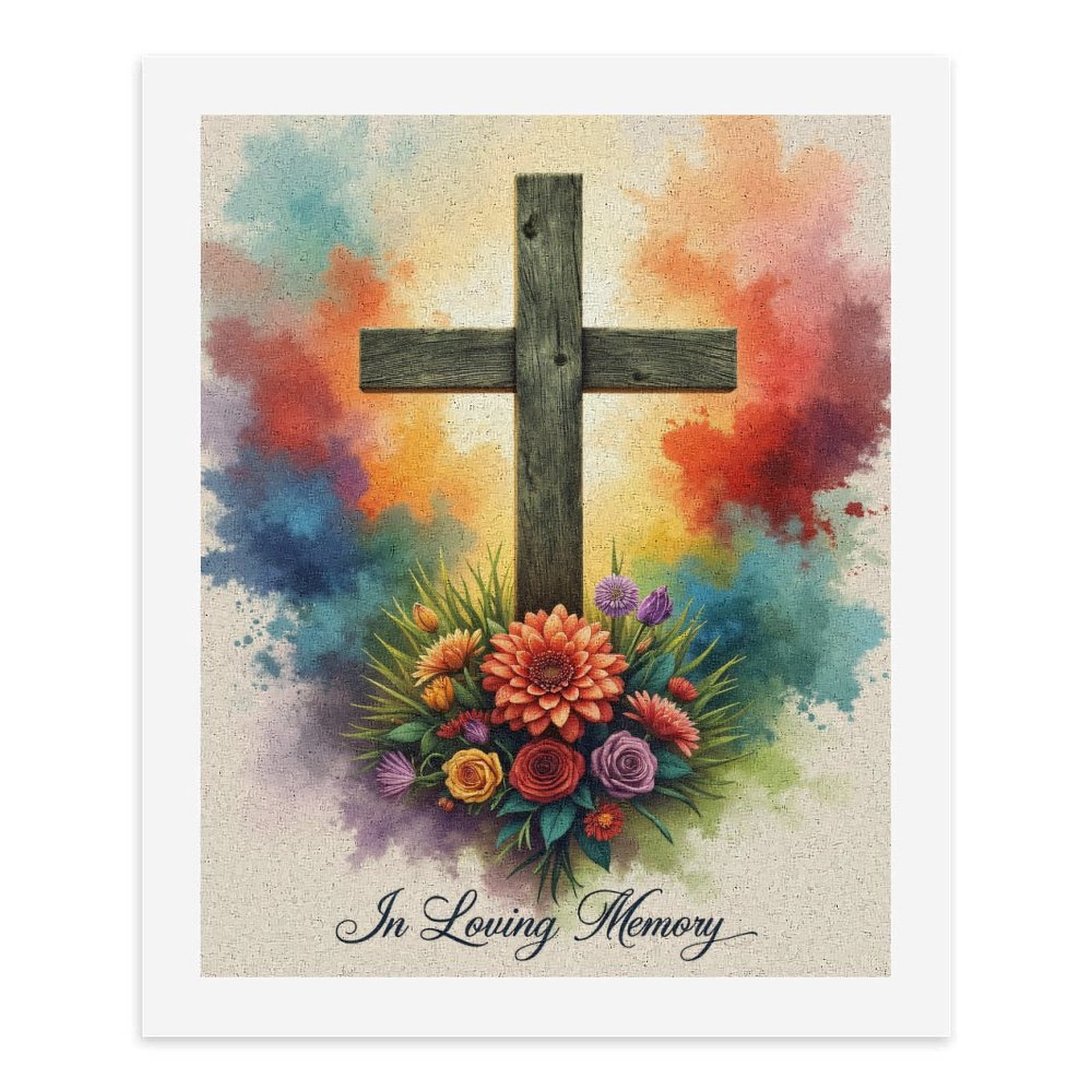 Paint by Numbers Kit for Adults, Colorful Cross Floral Tribute Paint by Numbers, Easy Paint by Numbers Kit for Adults Beginner, DIY Adult Paint by Number Kits on Canvas, Home Decor