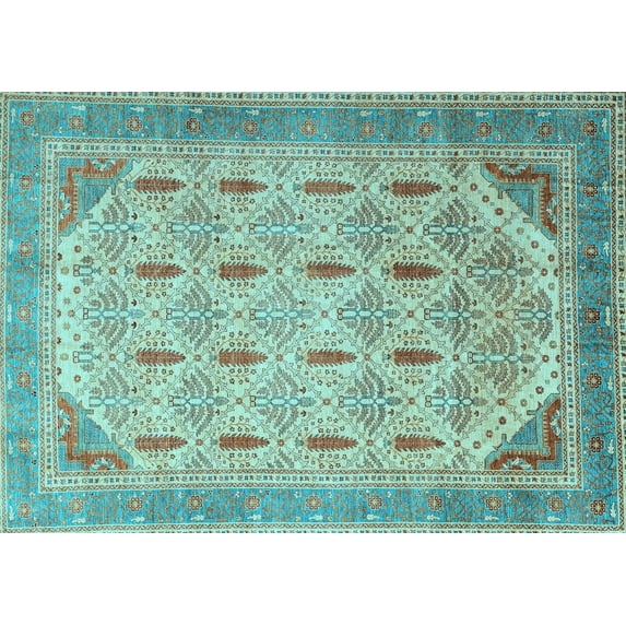 Ahgly Company Indoor Rectangle Abstract Light Blue Modern Area Rugs, 7' x 10'