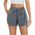 thumbnail image 4 of Women's Retro Dolphin Hem Running Shorts High Waisted with Pockets - 4-Way Stretch Quick-Dry Gym Yoga Shorts, 4 of 8