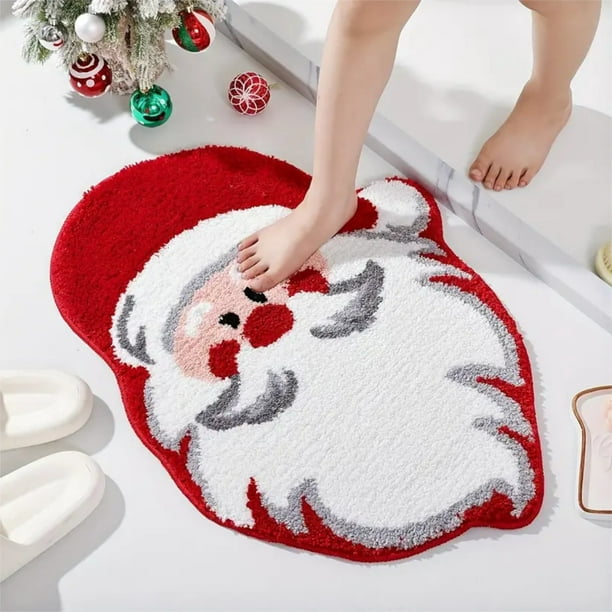 1 alfombra irregular con forma de Papá Noel para interiores, antideslizante, lavable a máquina, que no suelta pelusa, para dormitorio, sala de estar, oficina, habitación infantil, decoración del