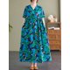 thumbnail image 5 of Vestido suelto de mujer con bolsillos, volantes, cuello en V, manga corta, vestido vintage de vac Romacci Vestido, 5 of 7
