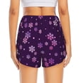 thumbnail image 2 of Lsque Purple Snow Flakes Printed Women's Running Shorts with Liner Pockets,Elastic Quick Dry Workout Athletic Gym Yoga Shorts,Womens High Waist Shorts-X-Large, 2 of 9