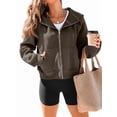 thumbnail image 2 of Womens Zip Up Hoodies Fleece Jackets Oversized Sweatshirts Fall Fashion Outfits Sweaters Winter Clothes Dark Brown S, 2 of 8
