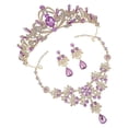 thumbnail image 4 of Purple Bridal Crown Jewelry Set Dangling Earrings Necklace for Brides Wedding Birthday 1 Set, 4 of 5