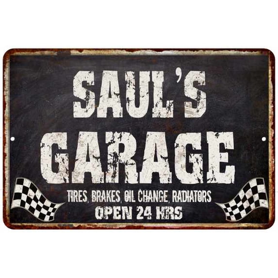 SAUL'S Garage Black Grunge Sign 8x12 Decor Gift 208120005110