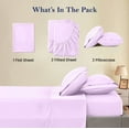 thumbnail image 4 of Split Bed Sheet Set 5 Pieces (1 Flat, 2 Fitted Sheet, 2 Pillow Covers) - 100% Egyptian Cotton - 700 Thread Count Deep Pocket up to 34" Mattress Size Split King Color Lavender Solid, 4 of 6