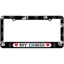 My Corgi Love with Hearts License Plate Tag Frame, Multiple Colors
