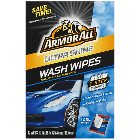Armor All Ultra Shine Wash Wipes, 12 count, Car Wash (Best Detailer For Black Cars)