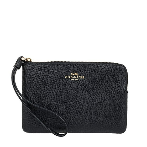 Coach Crossgrain Leather Corner Zip Wristlet Black F58032