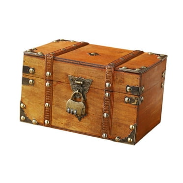 Gitohoni Treasure Chest Decorative Trunk Wooden Gift for Women Unique Prop Keepsakes Box Yellow With Lock