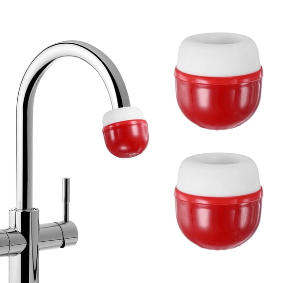 Uxcell 2-Pack Mushroom Shaped Faucet Water Filter for Kitchen and Bathroom Use with 6-Stage Filtration System, Red