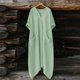 thumbnail image 2 of TaTaai Women's Loose Fit Maxi Dress Solid Color V-Neck Three-Quarter Sleeve Linen Feel with Pocket Detail Irregular Hem Casual Gift, 2 of 7