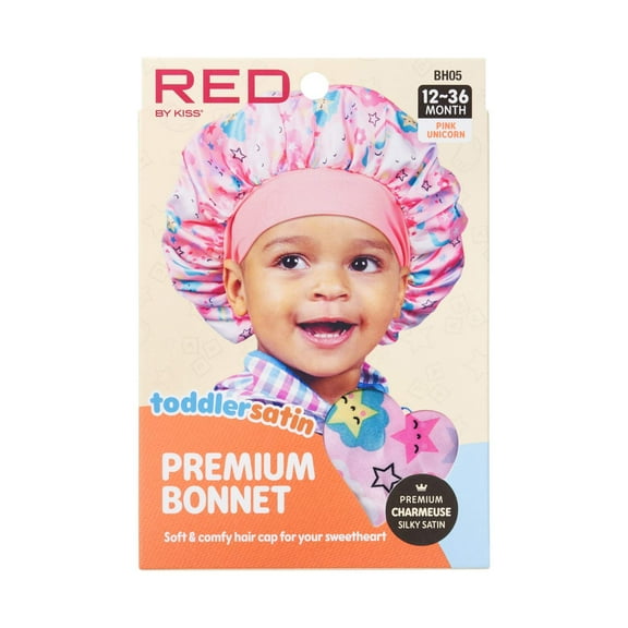 Red by Kiss Toddler Satin Bonnet Sleep Caps Hair Wraps Hair Bonnet (Pink Unicorn)