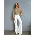 thumbnail image 6 of Women Off Shoulder Sweater Top Long Sleeve Knitted Pullover Casual Loose Oversized Trendy Vintage Knitwear Tops Khaki M, 6 of 8