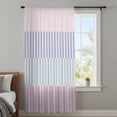 thumbnail image 4 of Colorful Stripe Sheer Curtains 96 Inches Long, Modern Pink Purple Blue Vertical Striped Light Filering Curtains, Privacy Drapes Simi Floor to Veiling Curtain for Living Room Bedroom Window Treatment, 4 of 9