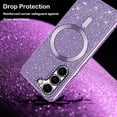 thumbnail image 2 of for Samsung Galaxy S23 Glitter Case with Camera Lens Protector, Slim TPU Clear Case with Magsafe Shiny Bling Sparkly Diamond Cover for Samsung S23 KCZ Purple, 2 of 12