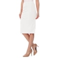 thumbnail image 2 of Moa Collection Women's Elastic High Waist Stretch Comfy Office Work Wear Solid Midi Skirt S-3XL, 2 of 6
