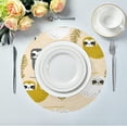 thumbnail image 3 of SKYSONIC Sloths Leaves Round Placemats for Dining Table Non-Slip Heat-Resistant Polyester Table Mats Set of 4 Washable Table Mats for Kitchen Dining Table Decoration, 3 of 5