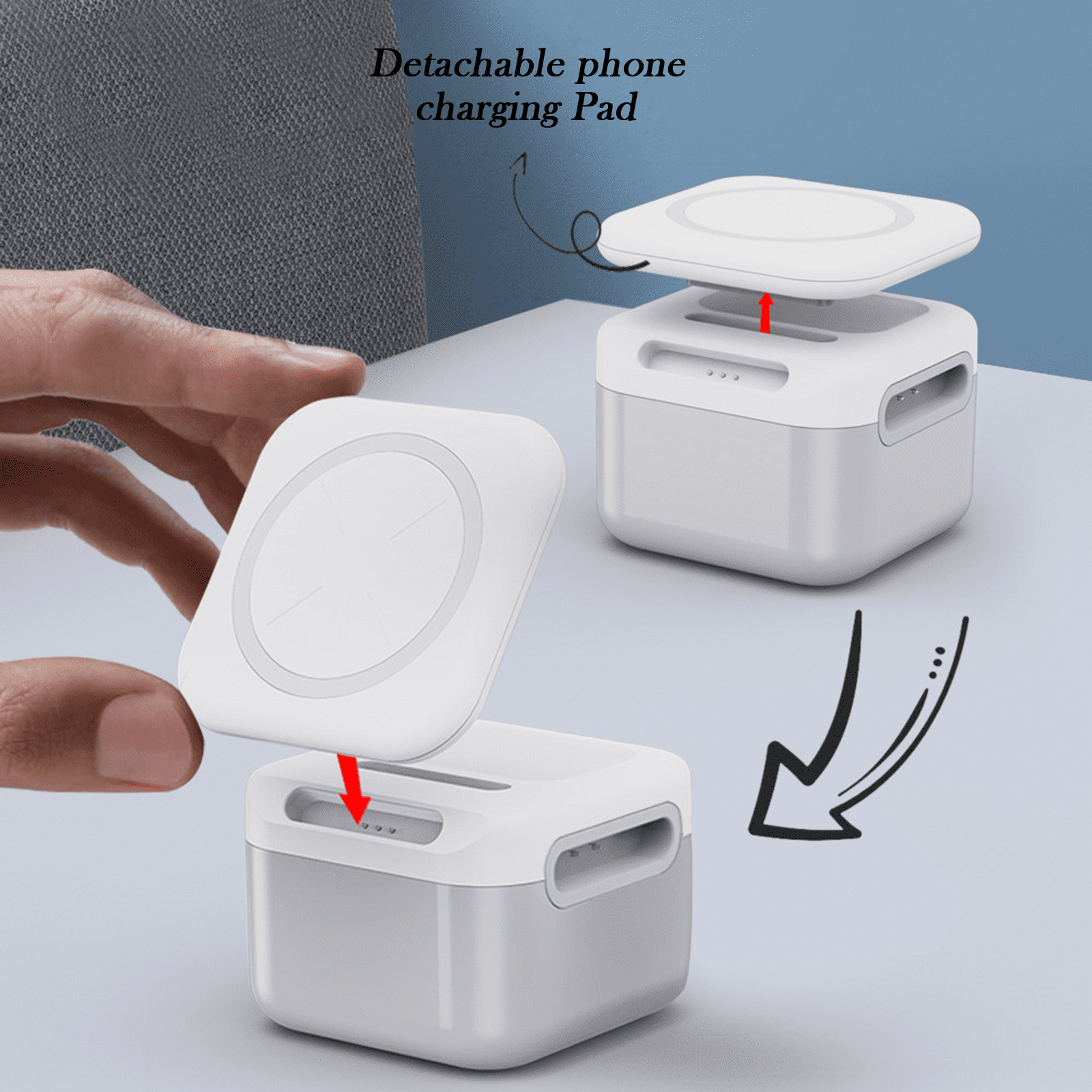 3 in 1 Charging Station for Apple, Wireless Phone Charger Stand with Night Lamp, Travel Foldable Magnetic Cube Magsafe Dock for iPhone 16 15 14 13 12 Series/Apple Watch/Airpods