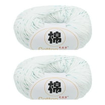 Uxcell 100% Cotton Yarn, 2 Packages of 100g/3.53oz(Per Skein 50g/137yards)/White/Green