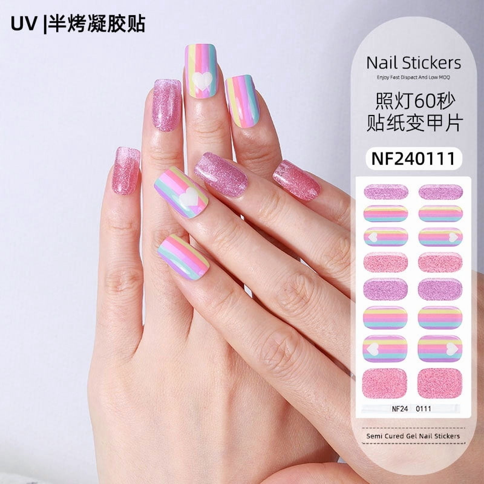 Gel nail stickers UV second generation semi-baked semi-cured nail stickers-NF240111