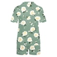 thumbnail image 4 of SwiftWear Women's Summer Vintage Print Button. Pajama Set 2 Piece- Retro Collar Short Sleeve Top & Shorts Cozy Loungewear, 4 of 6