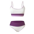 thumbnail image 3 of HAPIMO Women's Bikini Swimsuit Summer Seaside Clothes for Girls Color Block Beachwear Tank Top Bathing Suit Triangle Ribbed Swimwear Sets Savings Purple XL, 3 of 6