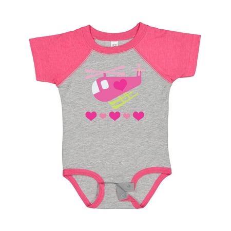

Inktastic Valentine Pink Heart Helicopter Gift Baby Boy or Baby Girl Bodysuit