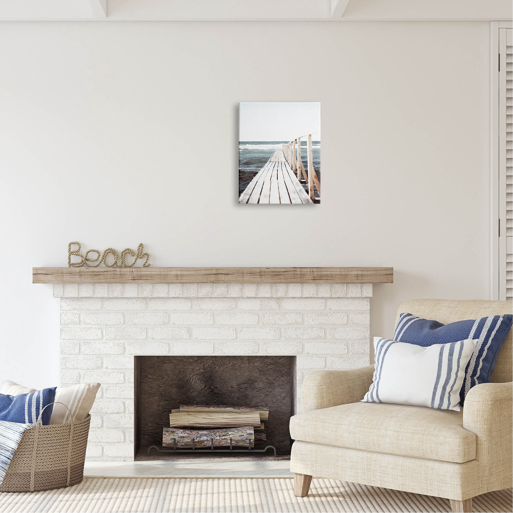 Stupell Industries Ocean Bay Dock Boardwalk Horizon Coastal Photography Gallery Wrapped Canvas Print Wall Art