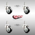 thumbnail image 2 of 3 Inch 316SS Black Polyurethane Wheel Swivel 3/8 Inch Threaded Stem Caster Set, 2 of 2
