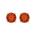 thumbnail image 3 of 3 Ct Round Cut Studs Red Crystal 18K Rose Solid Gold Everyday Dainty Earrings Screw Back, 3 of 7