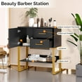thumbnail image 3 of Salon Stations for Hair Stylist, Wall Mount Barber Station, Salon Storage Cabinet with Drawers & Hair Dryer Holders, Styling Salon Equipment for Beauty Spa Dresser, Black, 3 of 8
