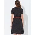 thumbnail image 4 of DARING DIVA Peter Pan Collar Tie Neck Elegant Floral Dress with Belt L Black, 4 of 6