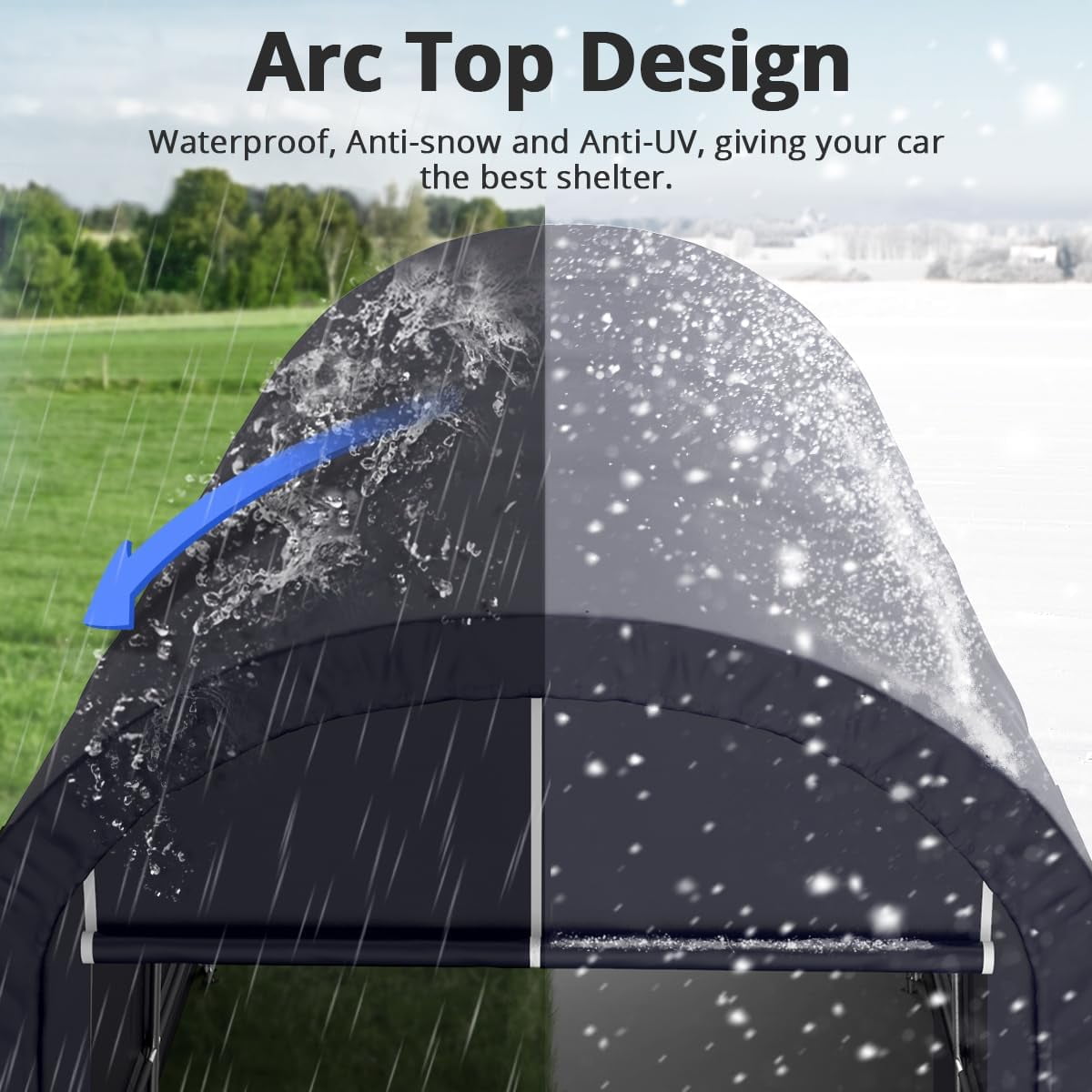 KING BIRD 10' x 15' Round Style Garage Shelter Anti-Snow Heavy Duty Storage Shelter Carport Portable Canopy Storage Shelter Shed