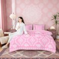 thumbnail image 4 of Erosebridal Bohemian Pink Paisley Bedding Comforter Set, Hippie Elephant Queen Bedding Sets, Pink Reversible 7 Pieces, 4 of 6
